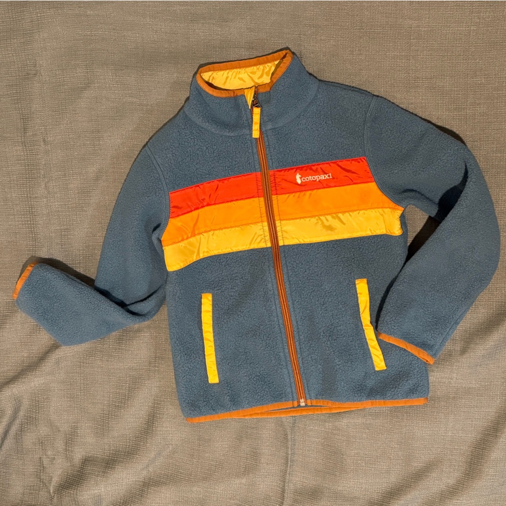 Cotopaxi Blue Fleece with Orange Trim